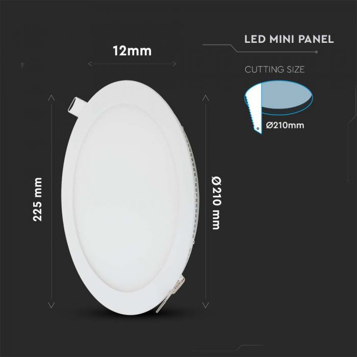 VT - 1807 18W LED PREMIE PANEL 2700K RUND - Vendolux Scandinavia