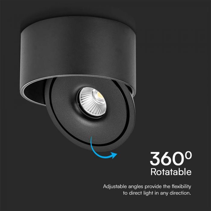VT - 2825 20W LED COB DOWNLIGHT 3IN1 SVART KROPP - Vendolux Scandinavia
