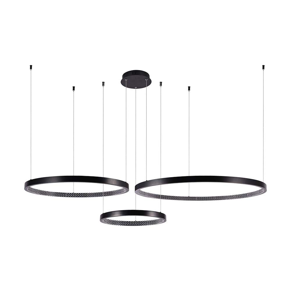 VT - 7824 57W LED HANGING LAMP (40x60x80CM) 4000K CRYSTAL ACRYLIC INSIDE, BLACK BODY - Vendolux Scandinavia