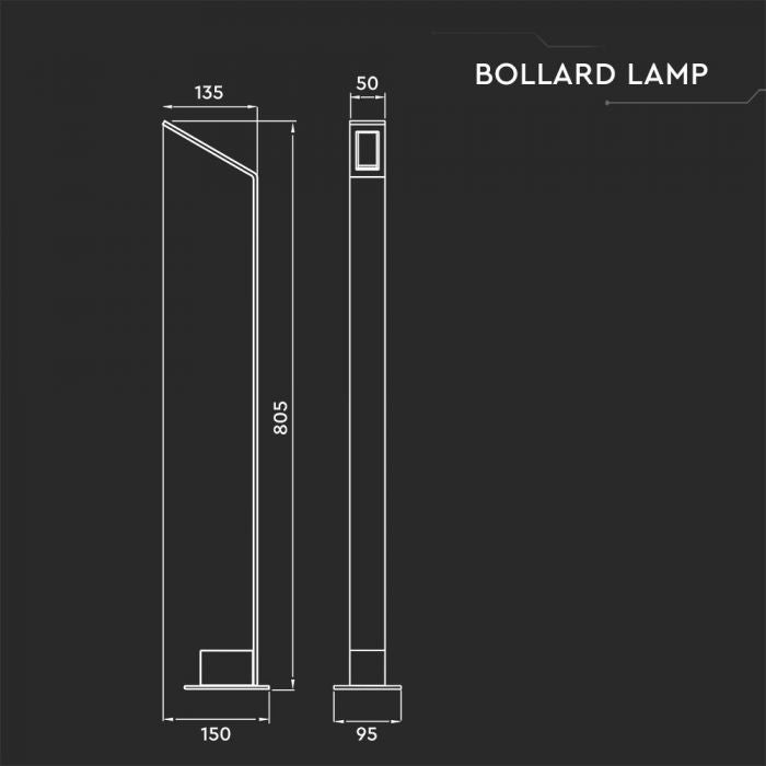 VT - 896 5W LED UTOMHUSLAMPA 4000K SVART KROPP - Vendolux Scandinavia